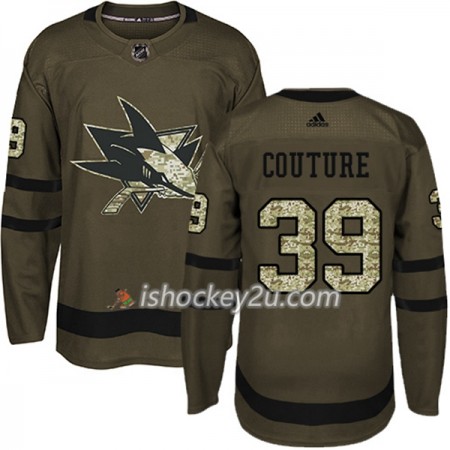 Mænd NHL San Jose Sharks Trøje Logan Couture 39 Adidas 2017-2018 Camo Grøn Authentic